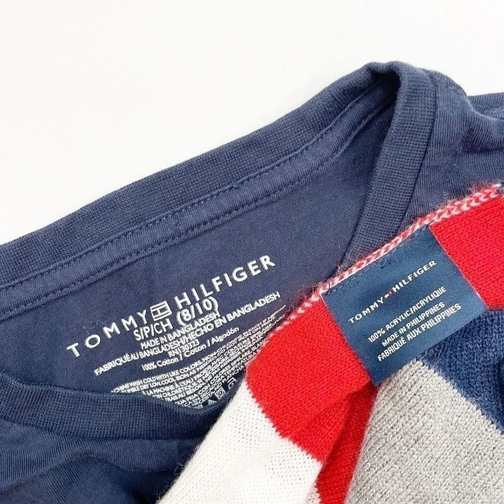 Tommy Hilfiger navy blue long sleeve shirt + matching scarf